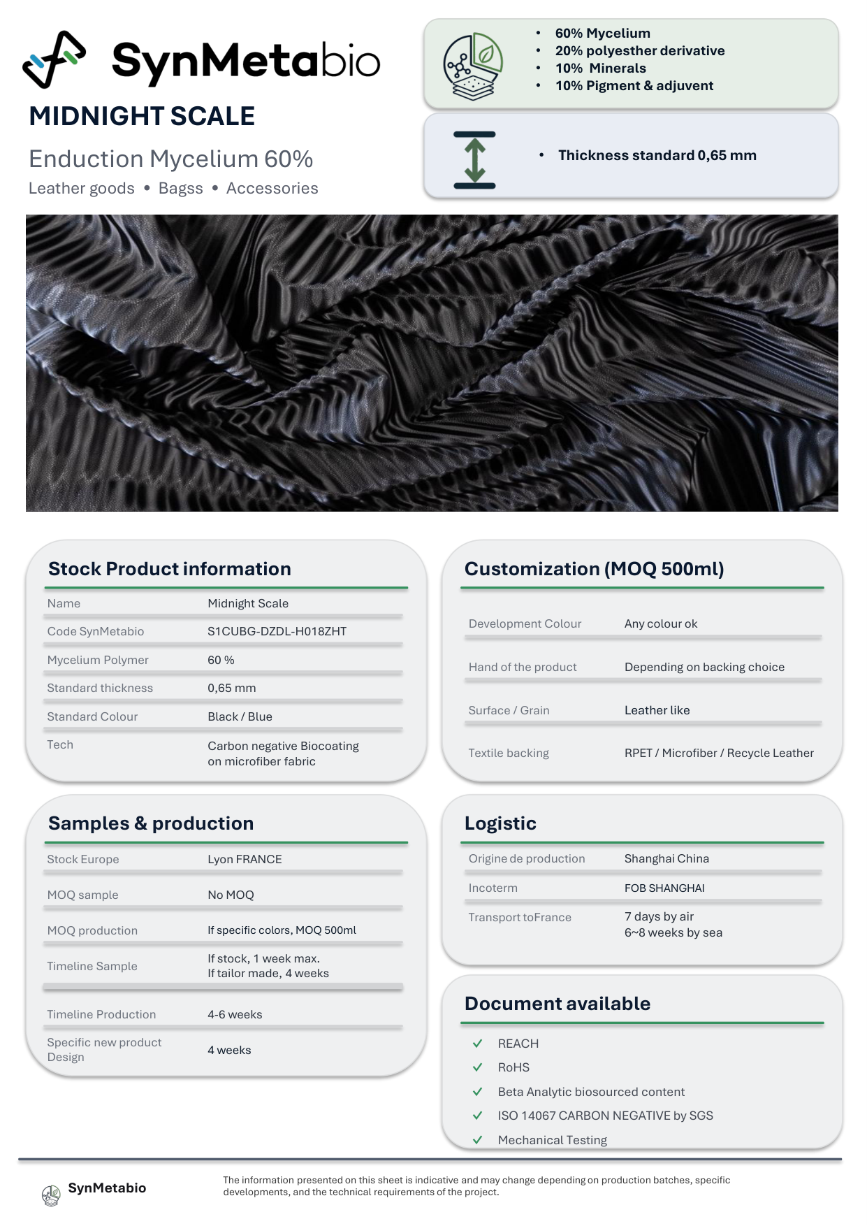 Midnight Scale product data sheet – original PDF layout