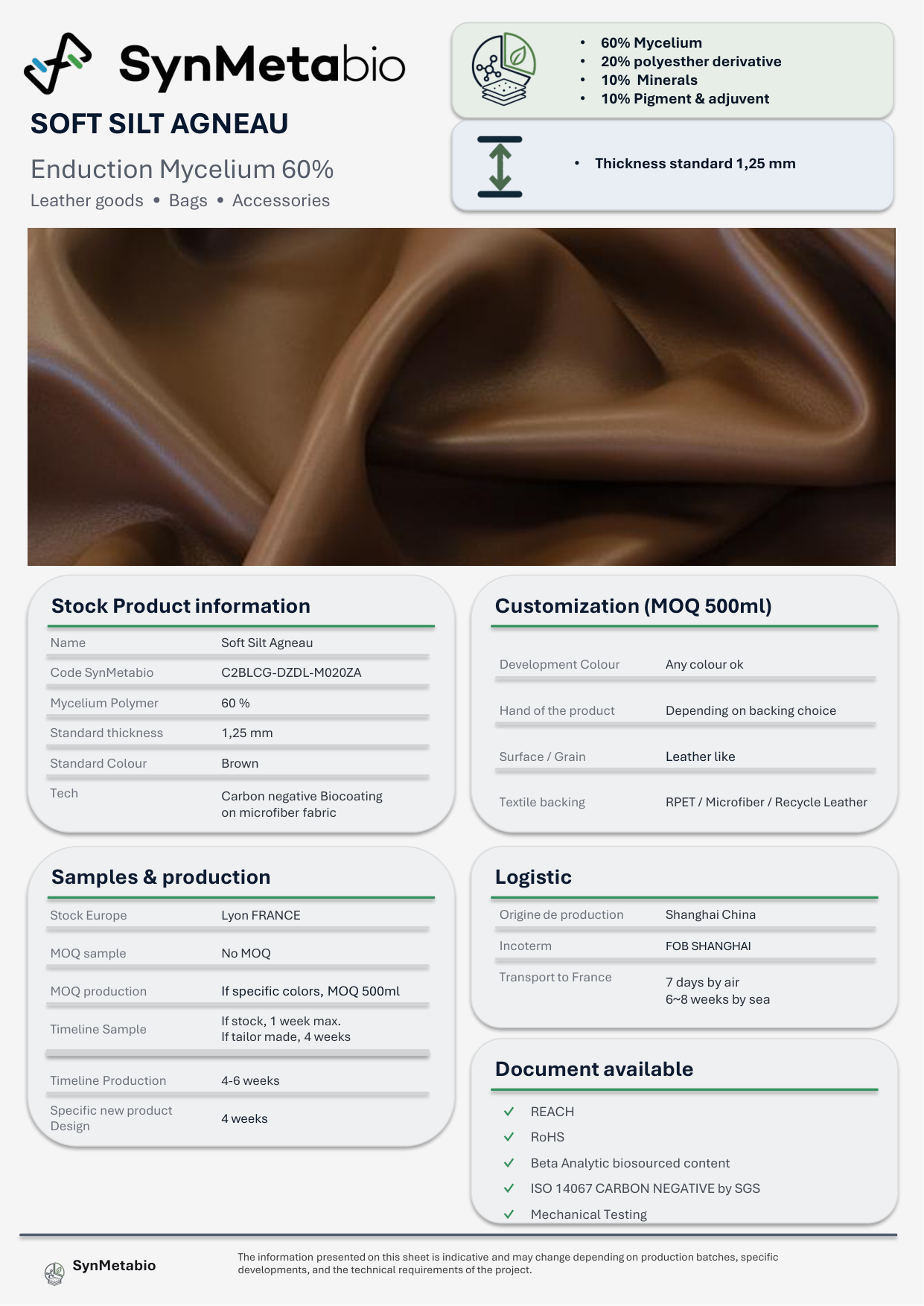 Soft Silt Agneau product data sheet – original PDF layout
